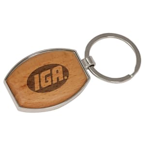 Silver/Wood Laserable Keychain