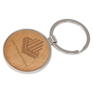 Silver/Wood Laserable Keychain