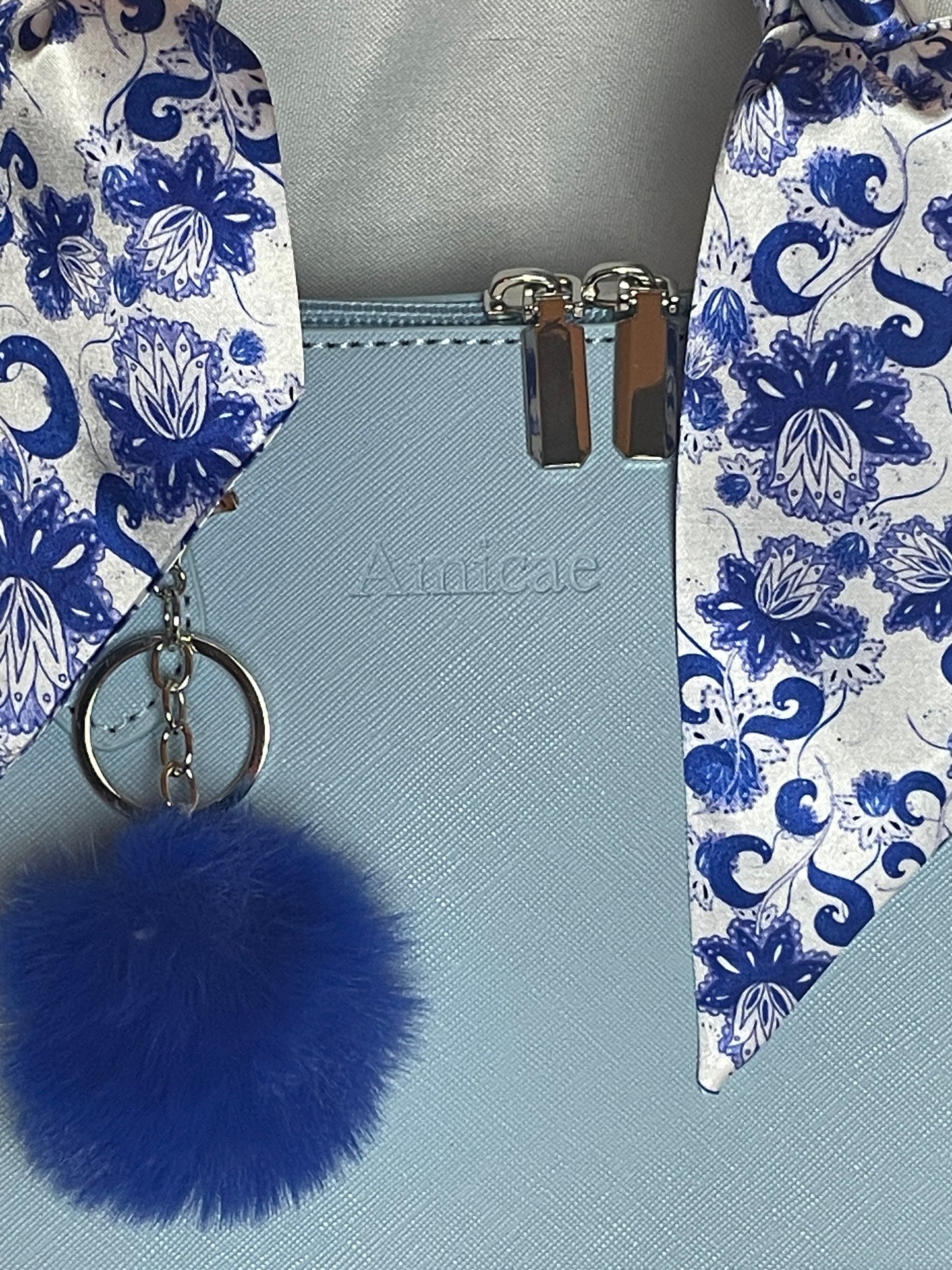 Amicae Embossed Satchel with Twilly & Charm