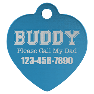 1 1/4" x 1 1/4" Laserable Anodized Aluminum Heart Pet Tag