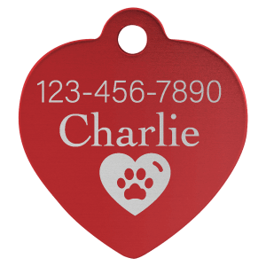 1 1/4" x 1 1/4" Laserable Anodized Aluminum Heart Pet Tag