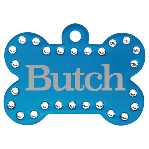 1 1/2" x 1" Laserable Anodized Aluminum Swarovski Bling Bone with Tab