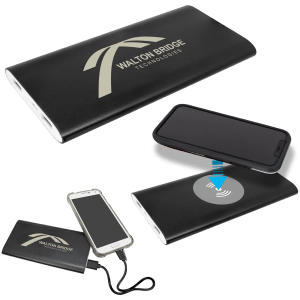 Colored 8000MAH Power Bank & Wireless Anodized Aluminum Charger w/USB Power Cord