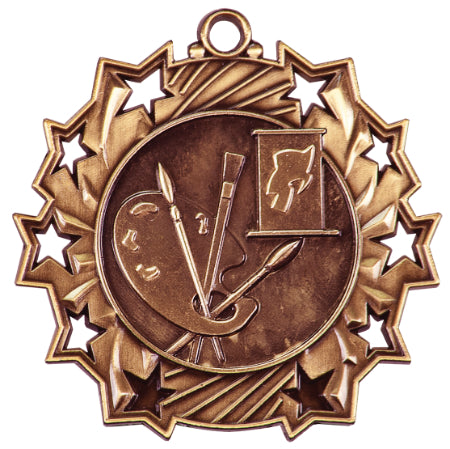 2 1/4 inch Art Ten Star Medal