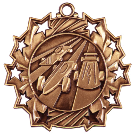 2 1/4 inch Pinewood Derby Ten Star Medal