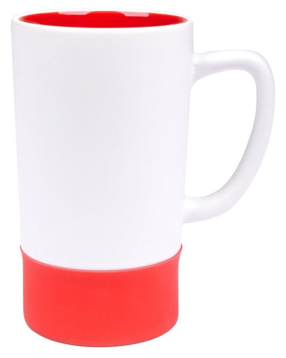 Two-tone 16 oz mug with silicone sleeve