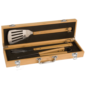 3-Piece BBQ Set in Wooden Box