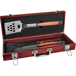 3-Piece BBQ Set in Wooden Box