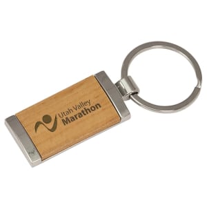 Silver/Wood Laserable Keychain