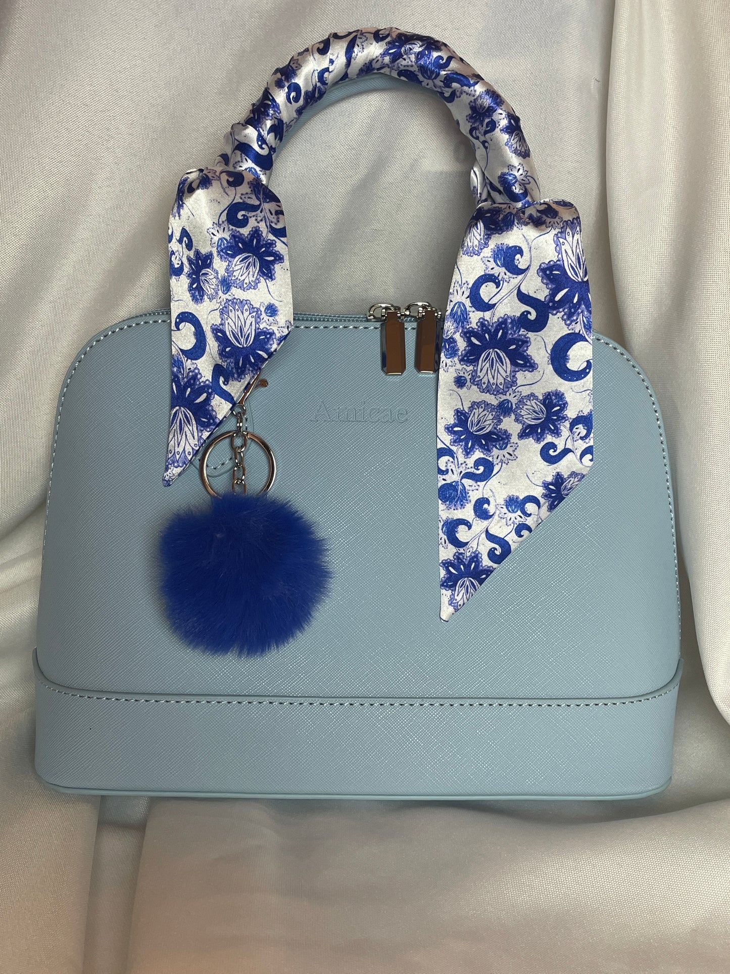 Amicae Embossed Satchel with Twilly & Charm