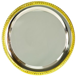 Round Gold Rim Silver Plated Tray