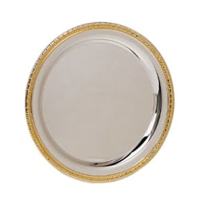 Round Gold Rim Silver Plated Tray