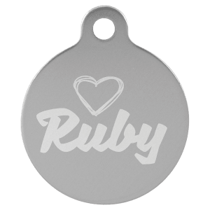 1 1/4" Laserable Anodized Aluminum Round Pet Tag with Tab