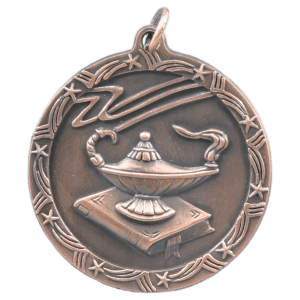 1 3/4 inch Lamp of Knowledge Shooting Star Medal