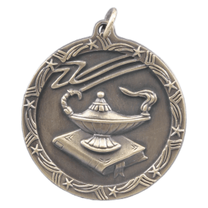 1 3/4 inch Lamp of Knowledge Shooting Star Medal