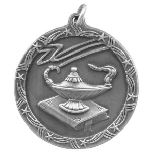 1 3/4 inch Lamp of Knowledge Shooting Star Medal