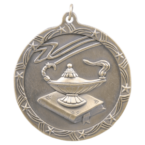 2 1/2 inch Lamp of Knowledge Shooting Star Medal