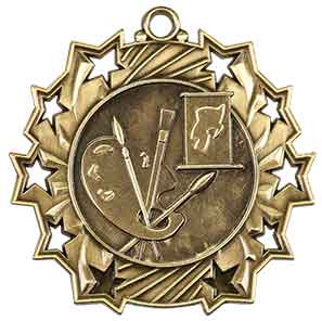 2 1/4 inch  Art Ten Star Medal