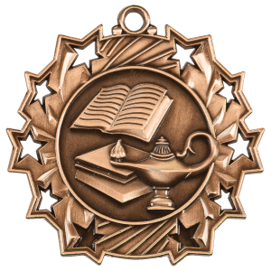 2 1/4 inch Lamp of Knowledge Ten Star Medal