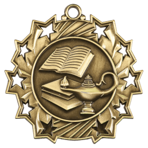 2 1/4 inch Lamp of Knowledge Ten Star Medal