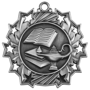 2 1/4 inch Lamp of Knowledge Ten Star Medal