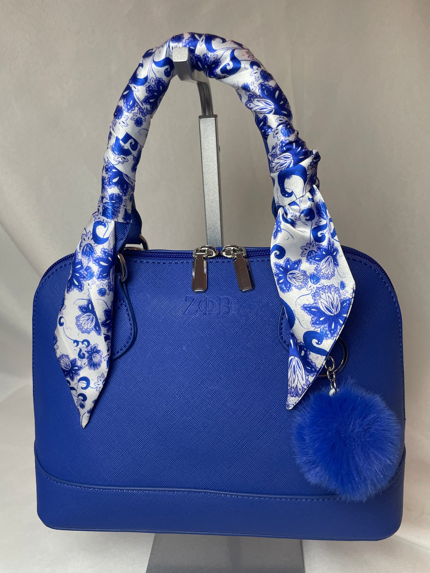 Zeta Embossed Satchel with Twilly & Charm