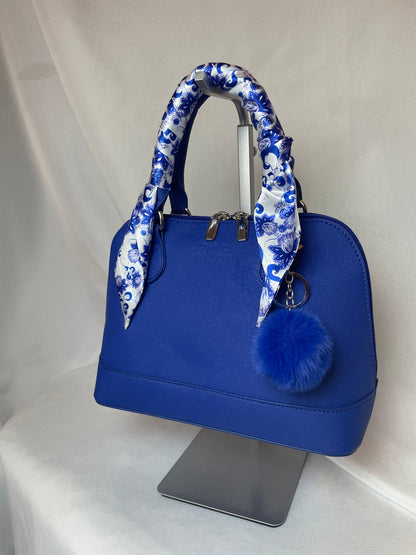 Zeta Embossed Satchel with Twilly & Charm