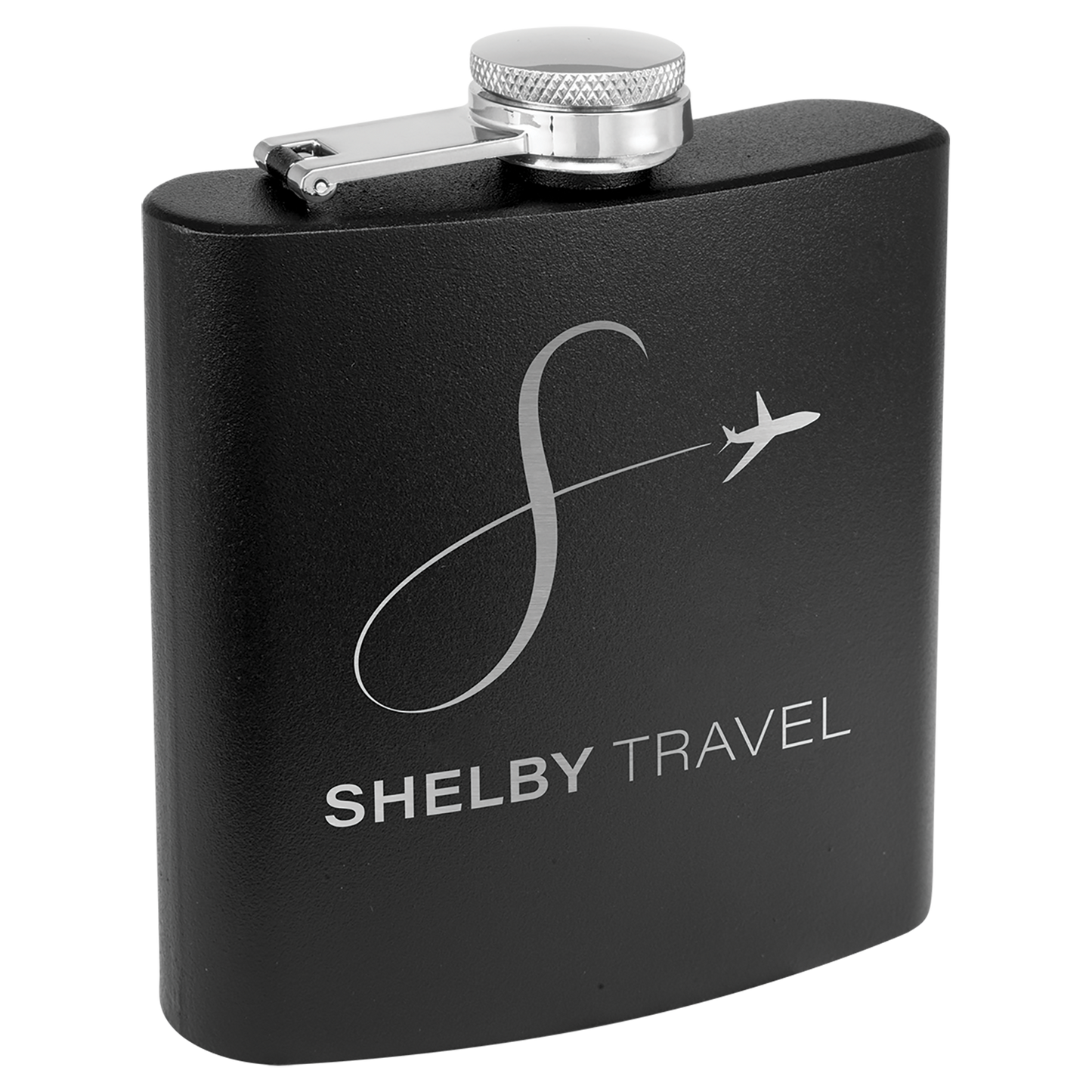 6 oz. Matte Black Powder Coated Laserable Stainless Steel Flask