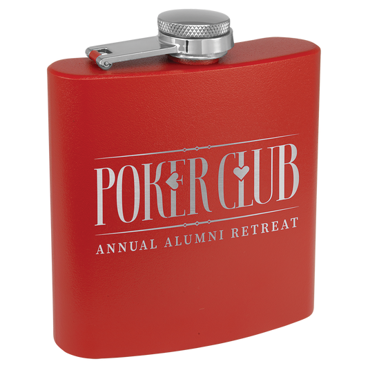 6 oz. Matte Red Powder Coated Laserable Stainless Steel Flask