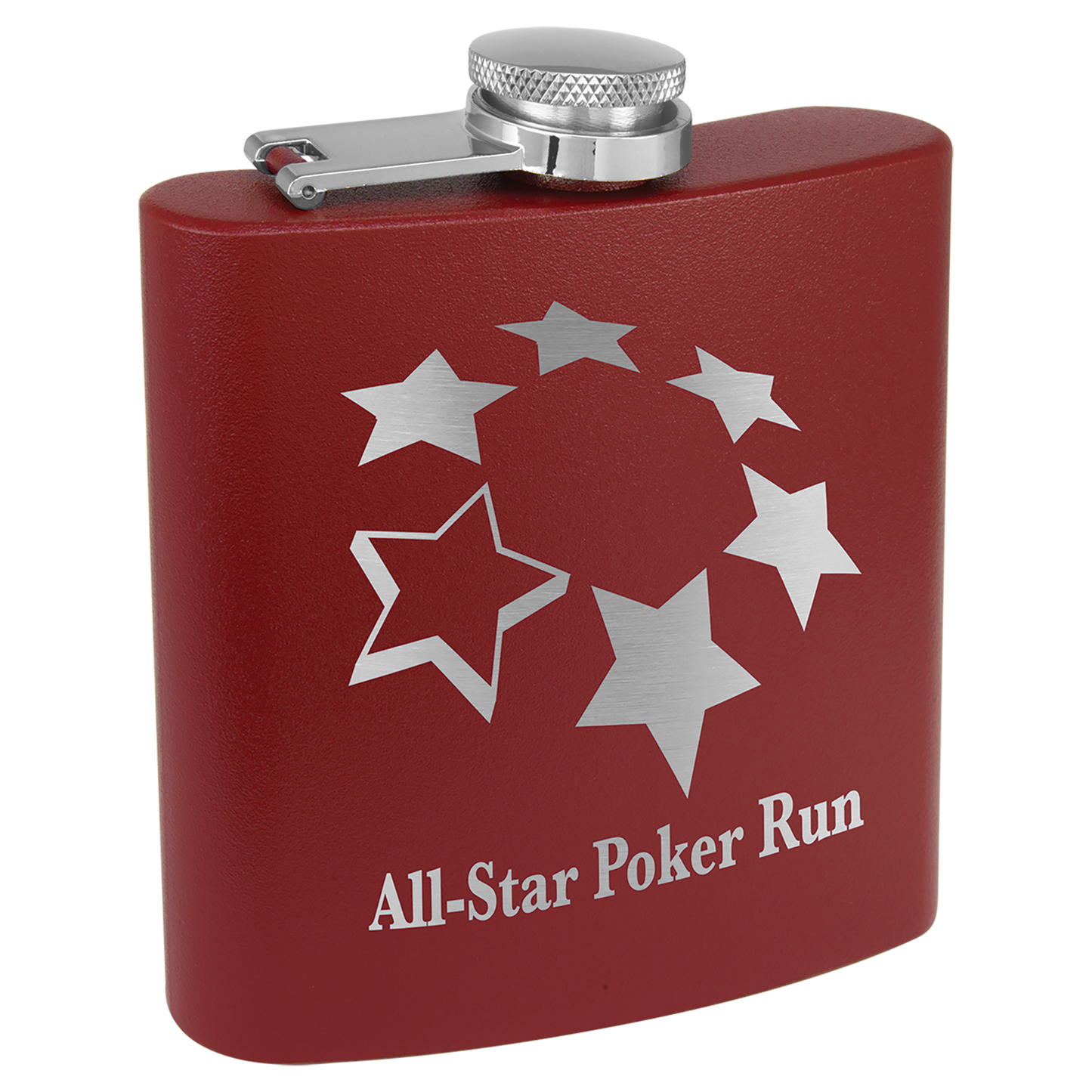 6 oz. Matte Maroon Powder Coated Laserable Stainless Steel Flask