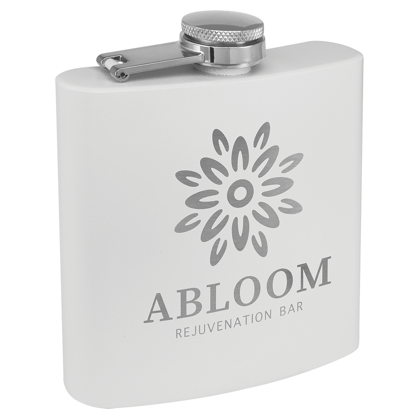 6 oz. Matte White Powder Coated Laserable Stainless Steel Flask