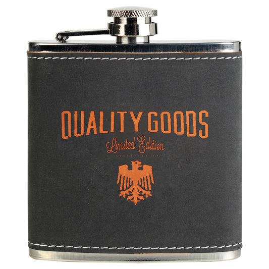 6 oz. Dark Gray/Orange Textured Stainless Steel Flask