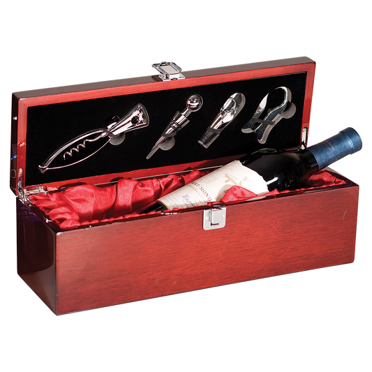 Rosewood Piano Finish Single Wine Box with Tools