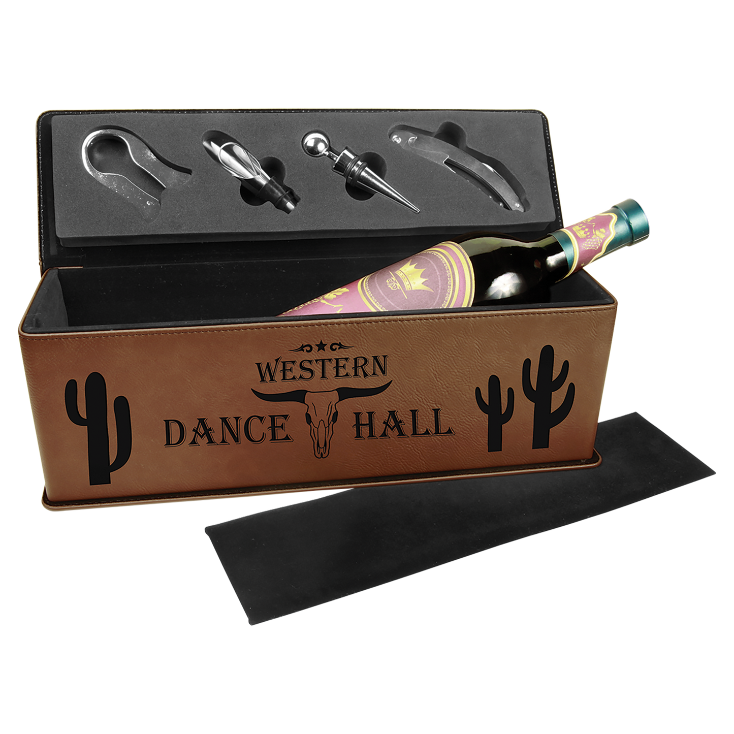 Dark Brown Leatherette Single Wine Box with Tools