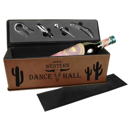 Dark Brown Leatherette Single Wine Box with Tools