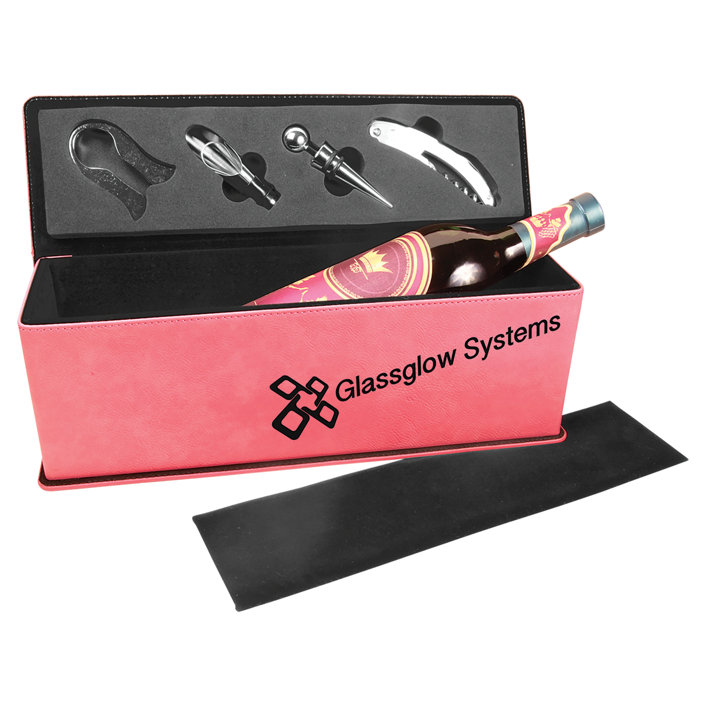 Pink Leatherette Single Wine Box with Tools