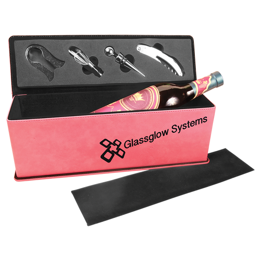 Pink Leatherette Single Wine Box with Tools